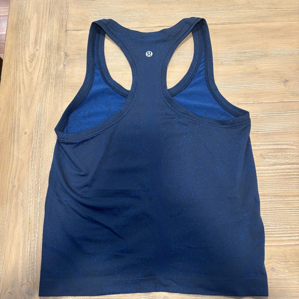 Lululemon Swiftly Tank Top Race Length Navy Blue Heather Pattern
